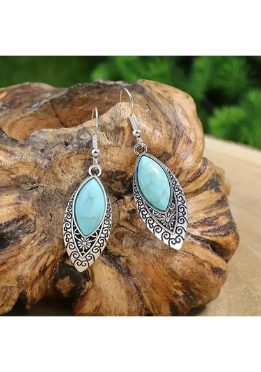 Otantik Mavi Taşlı Gümüş Takı Seti, Ahşap Kutu İçerisinde, Sevgililer Günü Hediyesi Gümüş