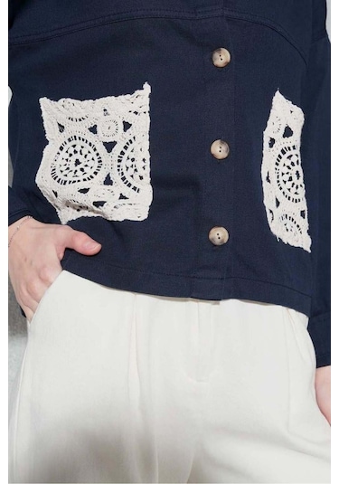 Kadın Lacivert Gabardin Ceket