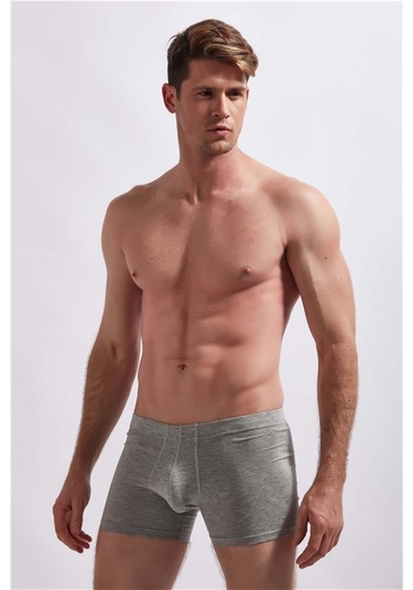 Josejuan 3'Lü Erkek Boxer Koton Likralı Yan Dikişsiz 1001-Gri Melanj - Bordo - Indigo