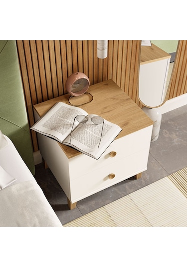 3680 Vento 2 Çekmeceli Komodin Sepet-beyaz