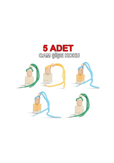 Oto Koku Cam Şişe Ipli Asma Araba Kokusu 5 Adet
