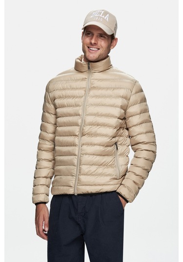Ucla Northwın Koyu Bej Fermuarlı Ve Cepli Polyester Standard Fit Erkek Mont-Koyu Bej