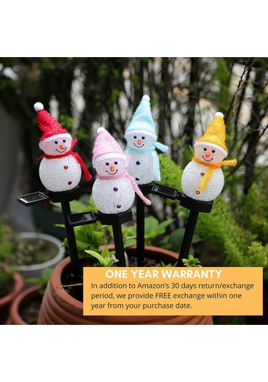 Yifomall Güneş Enerjili Kış Baba Figürlü Bahçe Işığı - Ip44 Su Geçirmez Dış Mekan Dekorasyonu, 4 Renkli Toplu Paket, Akşamdan Sabaha Otomatik Aç-kapa