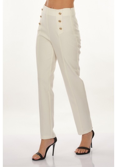 Perspective Duble Paça Ekru Kadın Pantolon 24051724 001