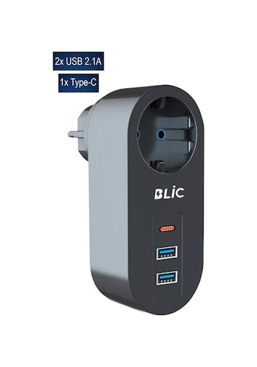 Tekli Akım Korumalı Duvar Prizi Isıya Dayanıklı 2xusb 2.1a 1xtype Diğer