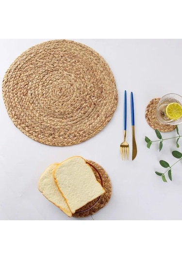 Yemek Masası İçin Yuvarlak Dokuma Servis Altlıkları, Su Sümbülü Hasır Örgülü Servi Isıya Dayanıklı Kaymaz Amerikan Servis 56576334 Diğer