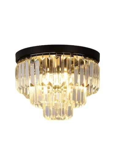 Efsane 40 Lık Kristal Taşlı Siyah Modern Salon Avize