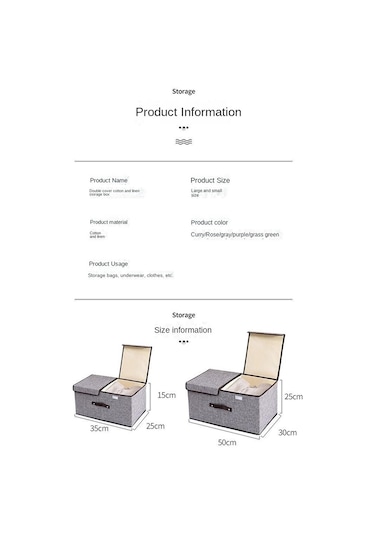 Cc Globall Çift Kapaklı Saklama Kutusu 2'li Katlanabilir Saklama Kutusu Seti -antrasit Yeşil