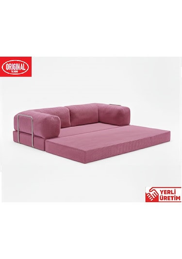 Herev Max 300x200 Kk Köşe Koltuk Takımı / Fitilli Kadife Kumaşlı Şark Köşe Pembe