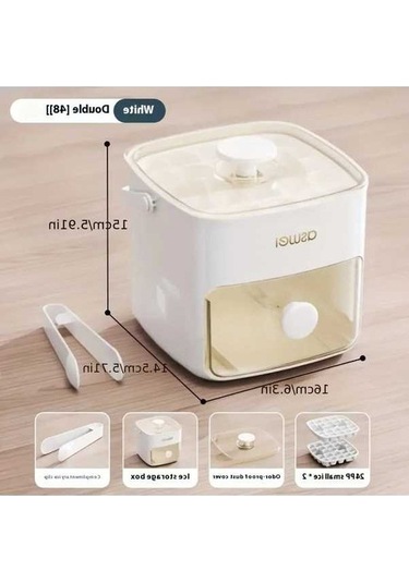 Tongxida Kolay Pres Kapaklı 48 Küp Buz Makinesi - Çift Katmanlı, Pres Beyaz Beyaz