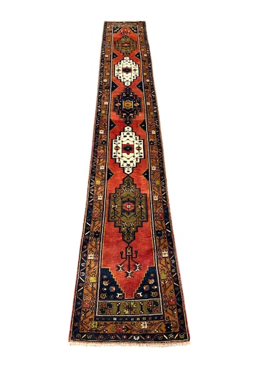 El Dokuma Antika Koleksiyonluk Yahyalı Halısı Yolluk 72x475 Kök Boya %100 Yün Kiremit