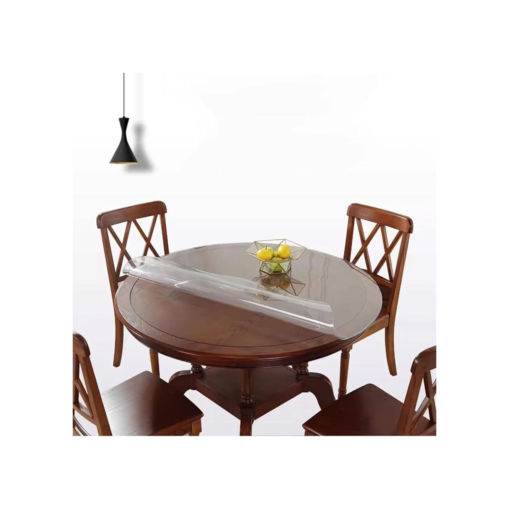 Rona Home Yuvarlak Şeffaf Silinebilir Masa Örtüsü 1,3 Mm Kalın Pvc Kaymaz Sofra Bezi Beyaz