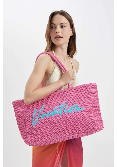 DeFacto Kadın Hasır Omuz Çantası B9076AXNSPN1 Pembe