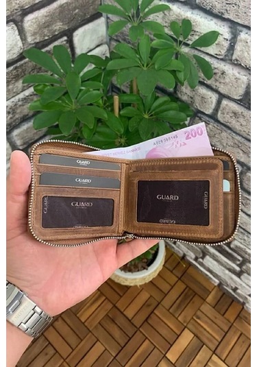 Derije Hakiki Deri Antik Taba Fermuarlı Yatay Mini Cüzdan T1488 Çok Renkli