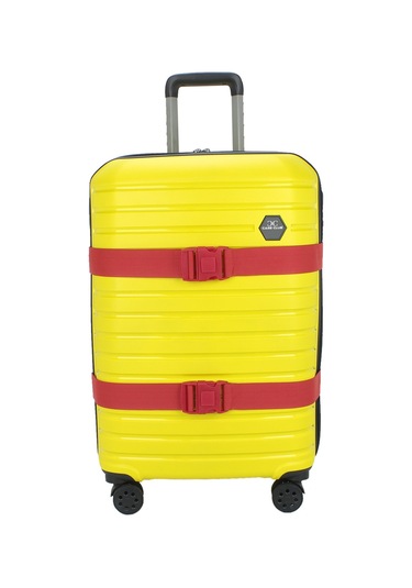 Case Cub 2 Adet Kırmızı Valiz Bavul Kemeri Aç Kapat Emniyet Kilitli Ayarlanabilir Kırmızı