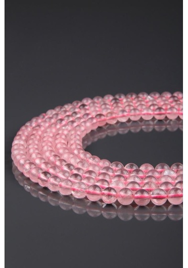 Alibabadogaltas Pembe Kuvars Doğal Taş Dizi 8 Mm Küre Kesim Beyaz