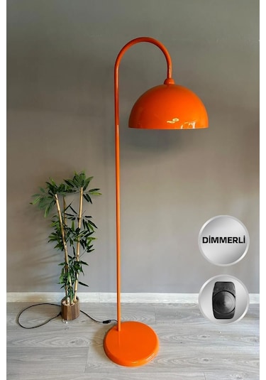 Dimmerli Işığı Ayarlanabilen Işığı Artırılıp Azaltılabilen Turuncu 6901 Hareketli Başlık Metal Lambader Turuncu