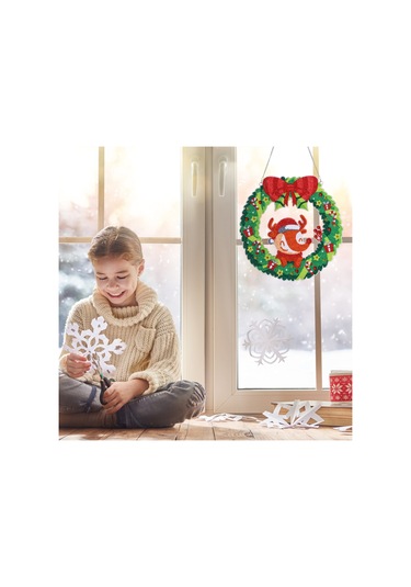 Ranyeek Noel Gül Simidi 30x30cm, Diamond Dıy Seti, Yıldız Taşlı Süs, Dz676 Modeli