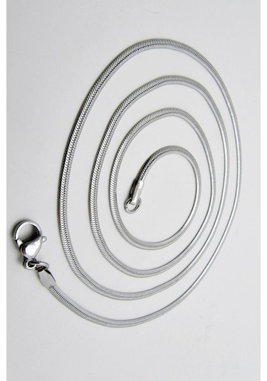 Yassı Model Snake Yılan Kolye Erkek Çelik Kolye Zincir Eck03 (374690265) Beyaz