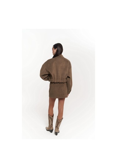 Tenby Soft Kahve Crop Ceket-etek Takım Soft Kahve