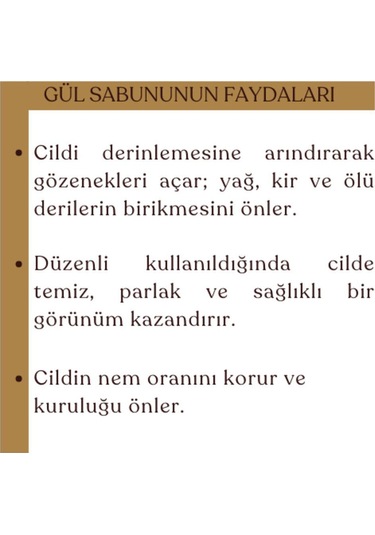Doğal Gül Sabunu, Cildi Onarıcı, Yenileyici, Makyaj Temizliği İçin Sabun 100gr