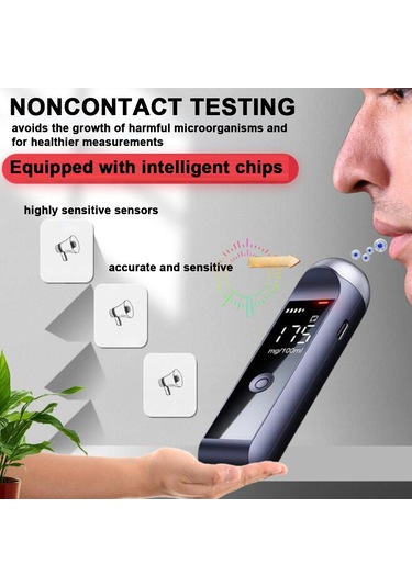 Yüksek Hassasiyetli Alkol Test Cihazı Taşınabilir Dijital Lcd Ekranlı Alkol Metre Usb Şarj Edilebilir Nefes Testi Cihazı Alkol Tespit Cihazı Siyah