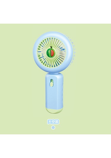Ledli Mini Fan Şarj Edilebilir El Fanı Vantilatör - Mavi Karpuz
