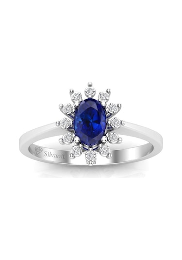 0,60 Karat Pırlantalı Safir Yüzük (464656383)