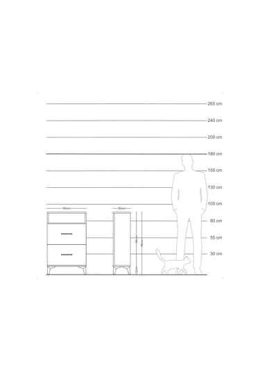 Arges Komodin Tek Raflı 2 Çekmeceli 60x30x96 Aytaşı-antrasit Aytaşı