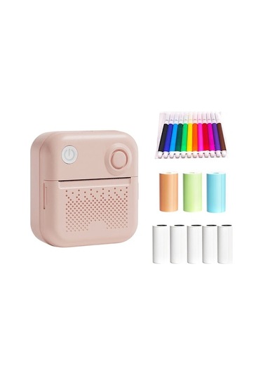 D3 Termal Etiket Yazıcı 200dpı Bluetooth - Aı Portre/fotoğraf/alışveriş Listesi Baskısı, 1200mah Pil, Pembe + 15mm Etiket Kağıdı 5'li + Renkli Kağıt 3'lü + Kalem 12'li Set Siyah Siyah