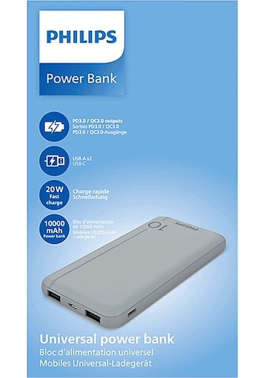 Philips DLP1812PV 10.000 mAh PD Taşınabilir Şarj Cihazı Gümüş