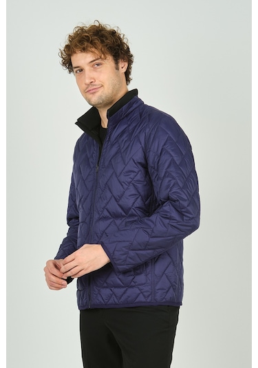 Allegro Erkek Dik Yaka Fermuarlı Cep Detaylı Kapitone Mont 4355 Saks Saks