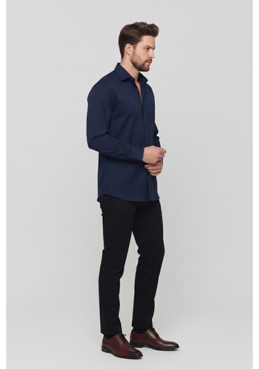 Oversize Rahat Kesim Erkek Gömlek Lacivert