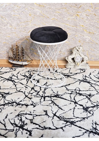 Yuvarlak Beyaz Boyalı Puf Oturak - Bench - Ayak Ucu Oturak - Beya 001