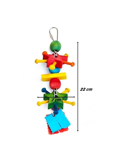 Ahşap Renkli Yıldızlar Papağan Kuş Oyuncağı 22 Cm