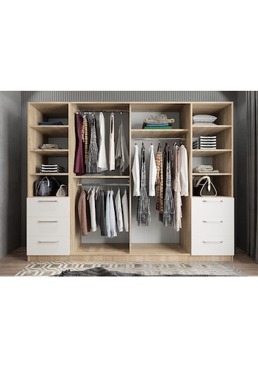 Zeren 6 Kapaklı Çekmeceli Gardırop Dolap Mb 270 Cm