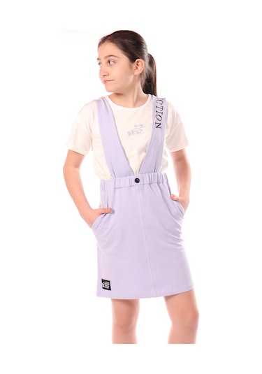 Toontoy Kız Çocuk 2li Salopetli Takım Mavi