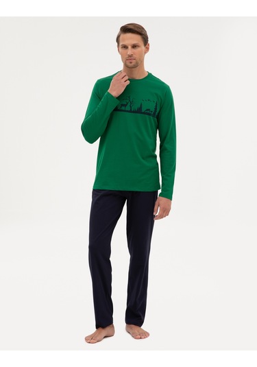 Pierre Cardin Erkek Yeşil Pijama Takım 50322636-700 Yeşil