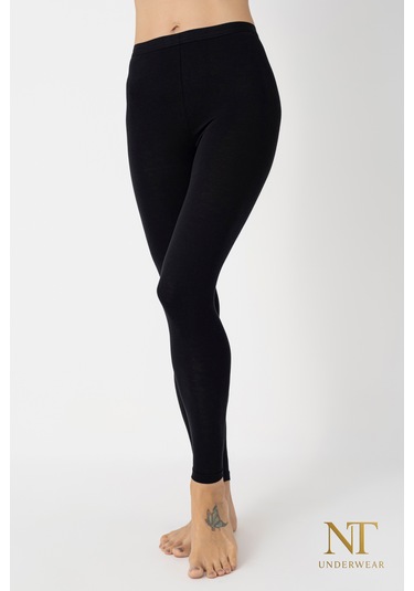 Nt Underwear Kadın Bambu Uzun Tayt Hafif, Rahat, Terletmeyen Siyah