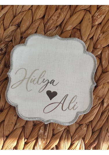 Isimli Söz Ve Nişanlarınız Için Kumaş Damat Kahvesi Peçetesi P-5