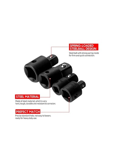 Tongxida 4 Parça Çelik Adaptör Seti - 1/4, 3/8, 1/2 İnç - Makas Ve Uygulamalar İçin