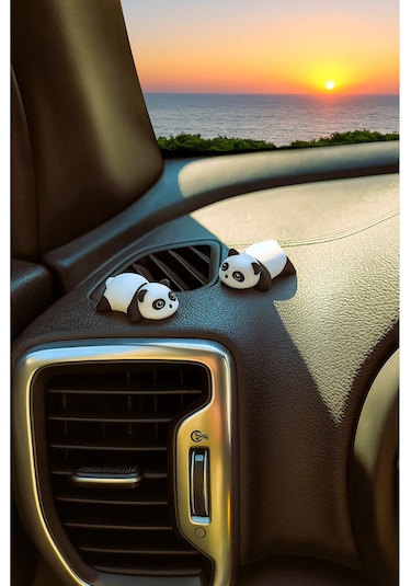 1 Adet Mini Panda Araç İçi Aksesuar Torpido Süsü Araba Dikiz Aynası Süsü Dekoratif Obje