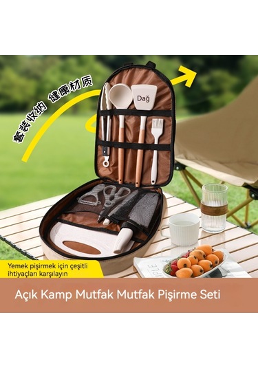 Açık Bıçak Seti Taşınabilir Mutfak Seramik Mutfak Bıçağı Meyve Bıçağı Kesici Kamp Pikniği Seramik Mutfak Eşyaları On Set Yuvarlak Çanta Çok Renkli