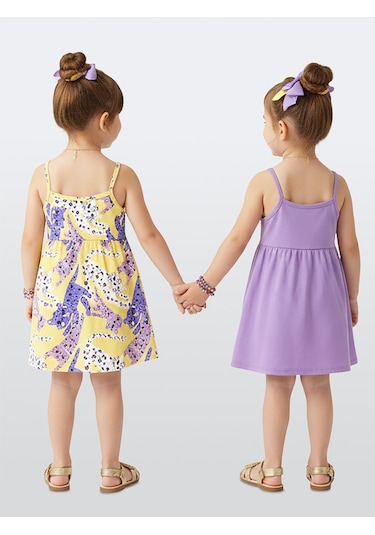 Denokids Muzip Kediler Kız Çocuk 2'li Elbise Çok Renkli