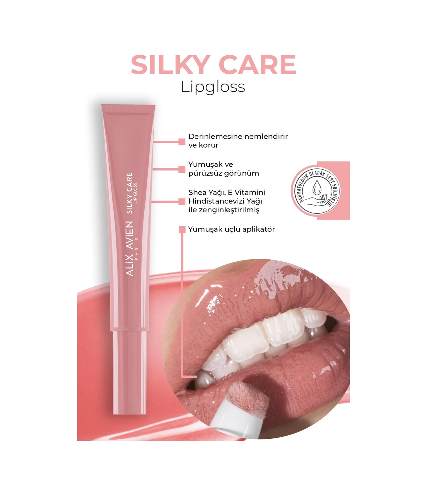 Alix Avien Dolgun Gürünüm Ve Nemlendirici Etkili Dudak Parlatıcısı Silky Care Lipgloss 307 Rose Petal