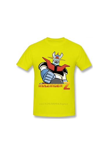 Vikineey Erkekler İçin Mazinger Z Robot Anime Kısa Kollu Vaporwave T-shirtyellow Yellow