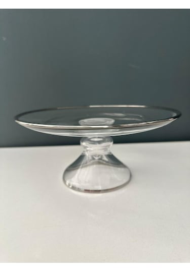 Decorıum Cam Ayaklı 21 Cm Servis Tabağı Dalıa Platin M06453-ab