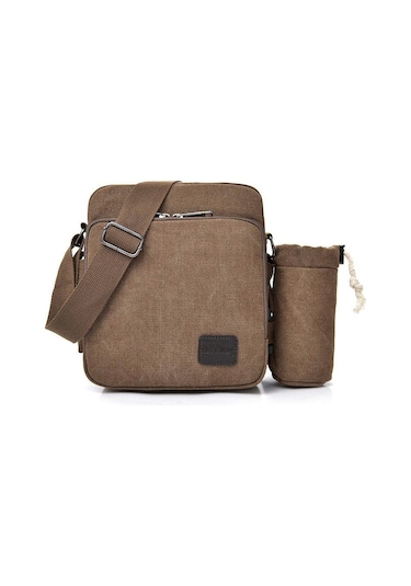 Moda Kanvas Çok Bölmeli Günlük Omuz Çantası D6663-s Kahverengi