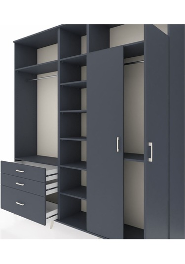 Hyperion Dolap 10 Raflı 3 Çekmeceli 2 Askılı 220x44x243 Antrasit-antrasit/antrasit Antrasıt/antrasıt Hyperion Dolap 10 Raflı 3 Çekmeceli 2 Askılı 220x44x243 Antrasit-antrasit/antrasit Antrasıt/antrasıt