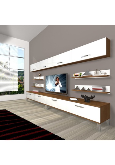 Decoraktiv Eko 360y Slm Krom Ayaklı Tv Ünitesi Tv Sehpası Ceviz